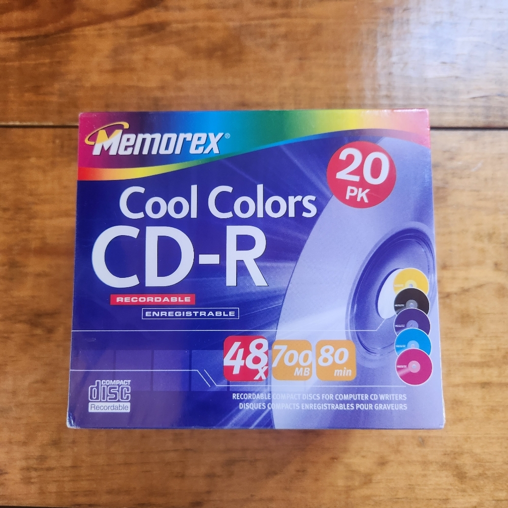 Memorex Cool Colors CD-R 20 PK 48X 700MB 80Min SEALED